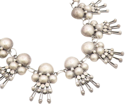 925 Sterling Silver Vintage Necklace TAXCO Doll Motif Statement Chain  NE4886