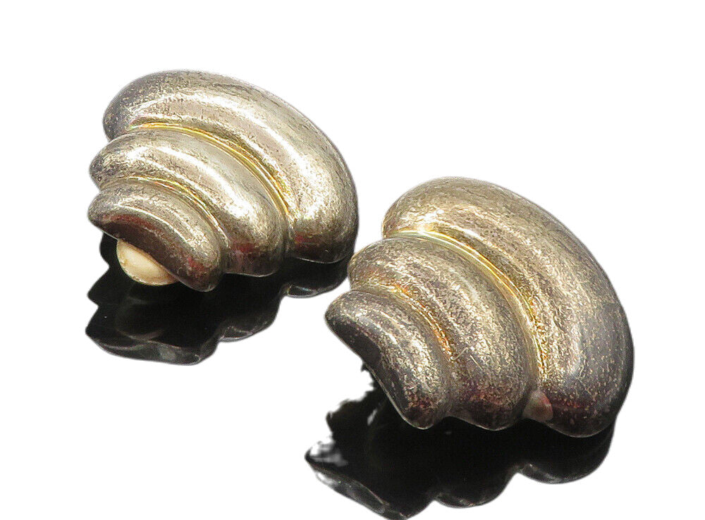 ZINA 925 Silver  Vintage Dark Tone Hollow Fluted Non Pierce Earrings  EG4684