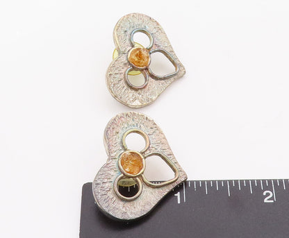 925 Sterling Silver Vintage Earrings Designer Heart With Glass Flower  EG13008