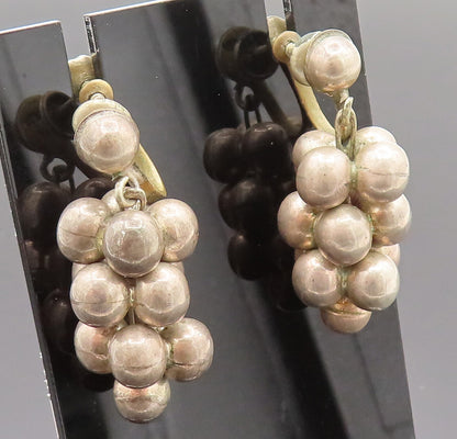 925 Sterling Silver  Vintage Bead Ball Cluster Screw Back Earrings  EG12355
