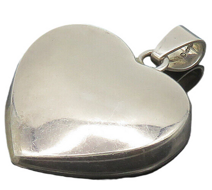 JONDELL SPAIN 925 Silver  Vintage Shiny Hollow Love Heart Pendant  PT14692