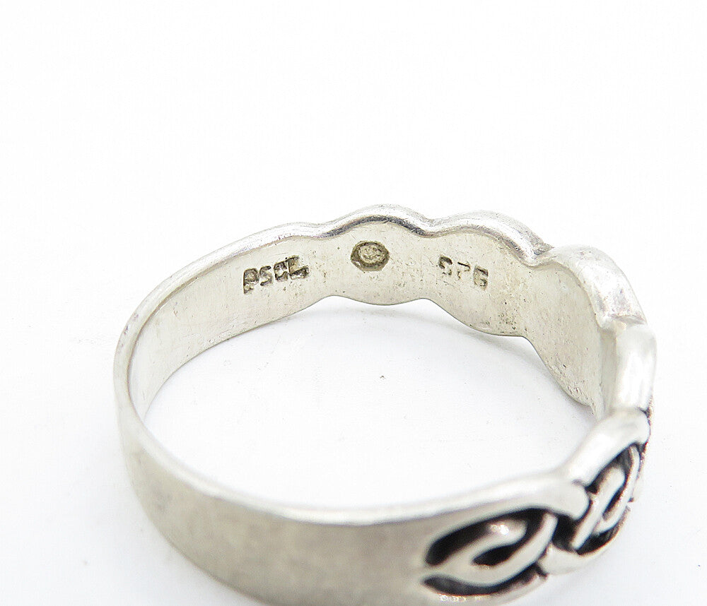 PETER STONE 925 Silver  Vintage Oxidized Celtic Knot Band Ring Sz 9  RG3895