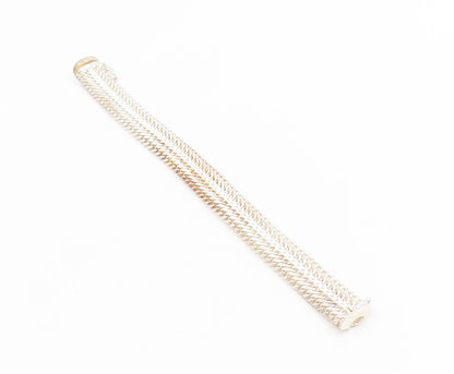 925 Sterling Silver Vintage Bracelet Interwoven Braided Foxtail Chain  BT11565