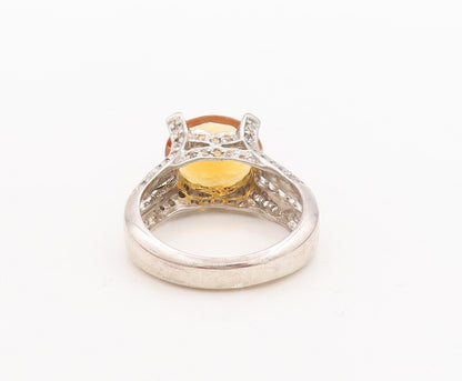 925 Sterling Silver Vintage Ring Citrine Princess Cut Topaz Neck  Sz 7  RG29169