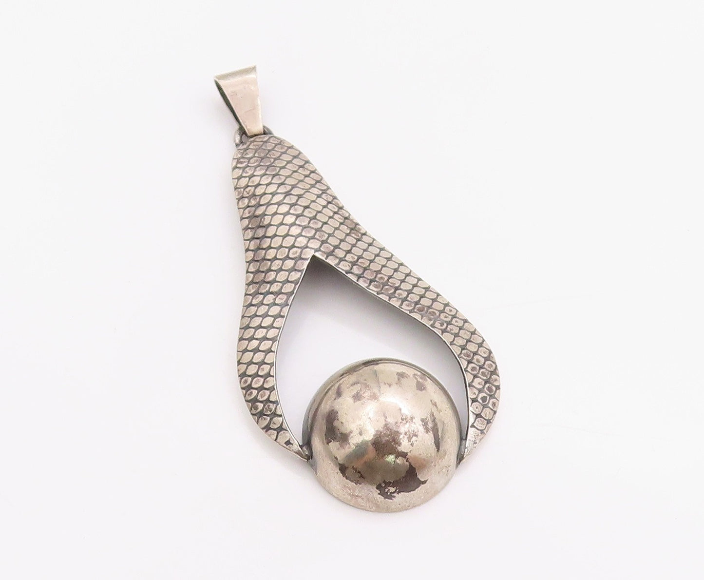 925 Sterling Silver Vintage Pendant POLAND Textured Celestial Globe  PT24903