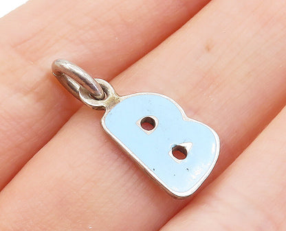925 Sterling Silver  Vintage Petite Enamel Coated Letter B Drop Pendant PT5493
