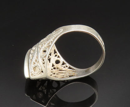 POLAND 925 Silver  Vintage Spiral Scroll Marquise Shaped Ring Sz 9  RG25029
