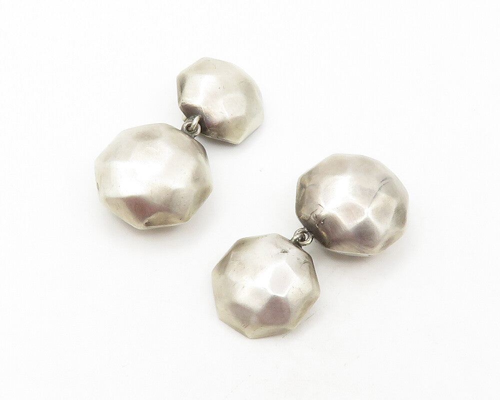 BARRA 925 Sterling Silver Vintage Hammered Non Pierce Dangle Earrings  EG6478