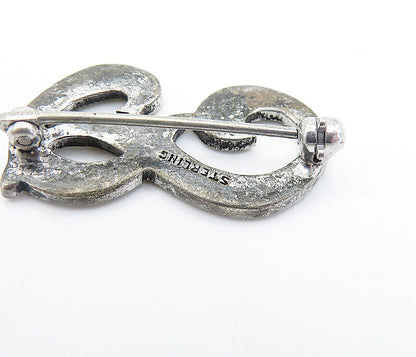 925 Sterling Silver  Vintage Petite Sparkling P Initial Brooch Pin  BP1104