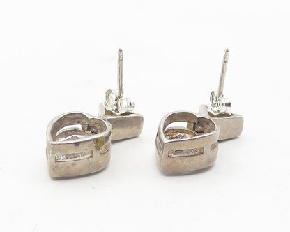 925 Sterling Silver  Vintage Cubic Zirconia Love Heart Drop Earrings  EG6158