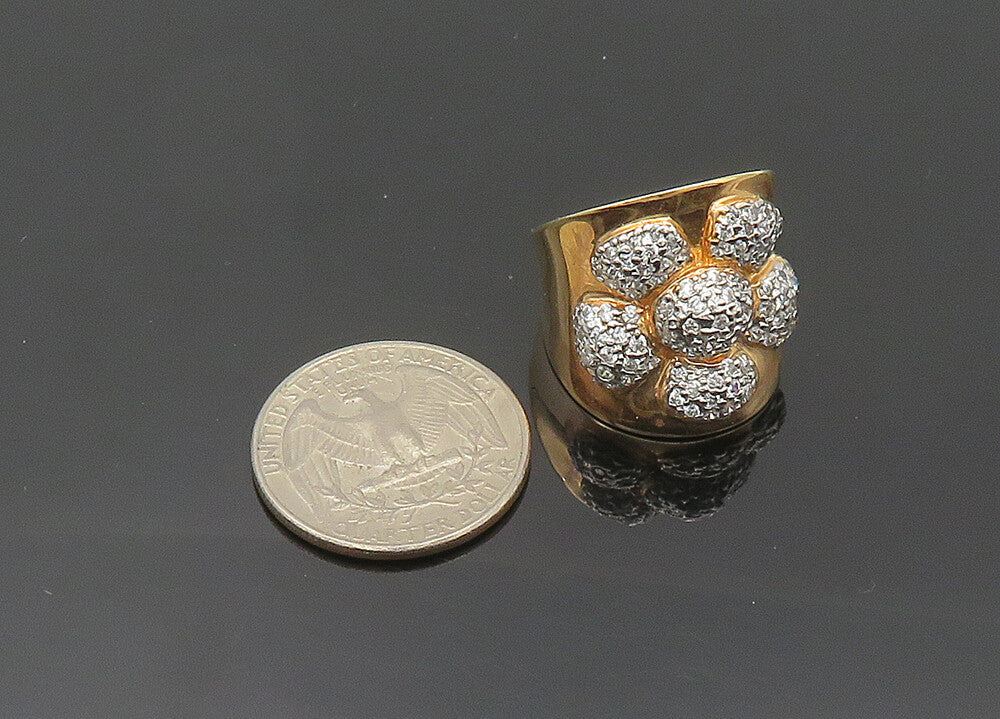 925 Sterling Silver  Shiny Topaz Two Tone Flower Cocktail Ring Sz 8  RG20466