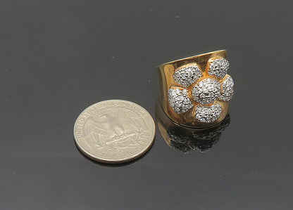925 Sterling Silver  Shiny Topaz Two Tone Flower Cocktail Ring Sz 8  RG20466