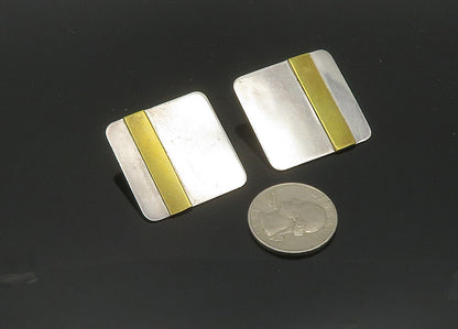 DESIGNER 925 Sterling Silver  Vintage Two Tone Non Pierce Earrings  EG9986