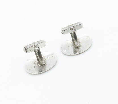 925 Sterling Silver  Vintage Shiny Oval Etched Detail Cufflinks  TR2168
