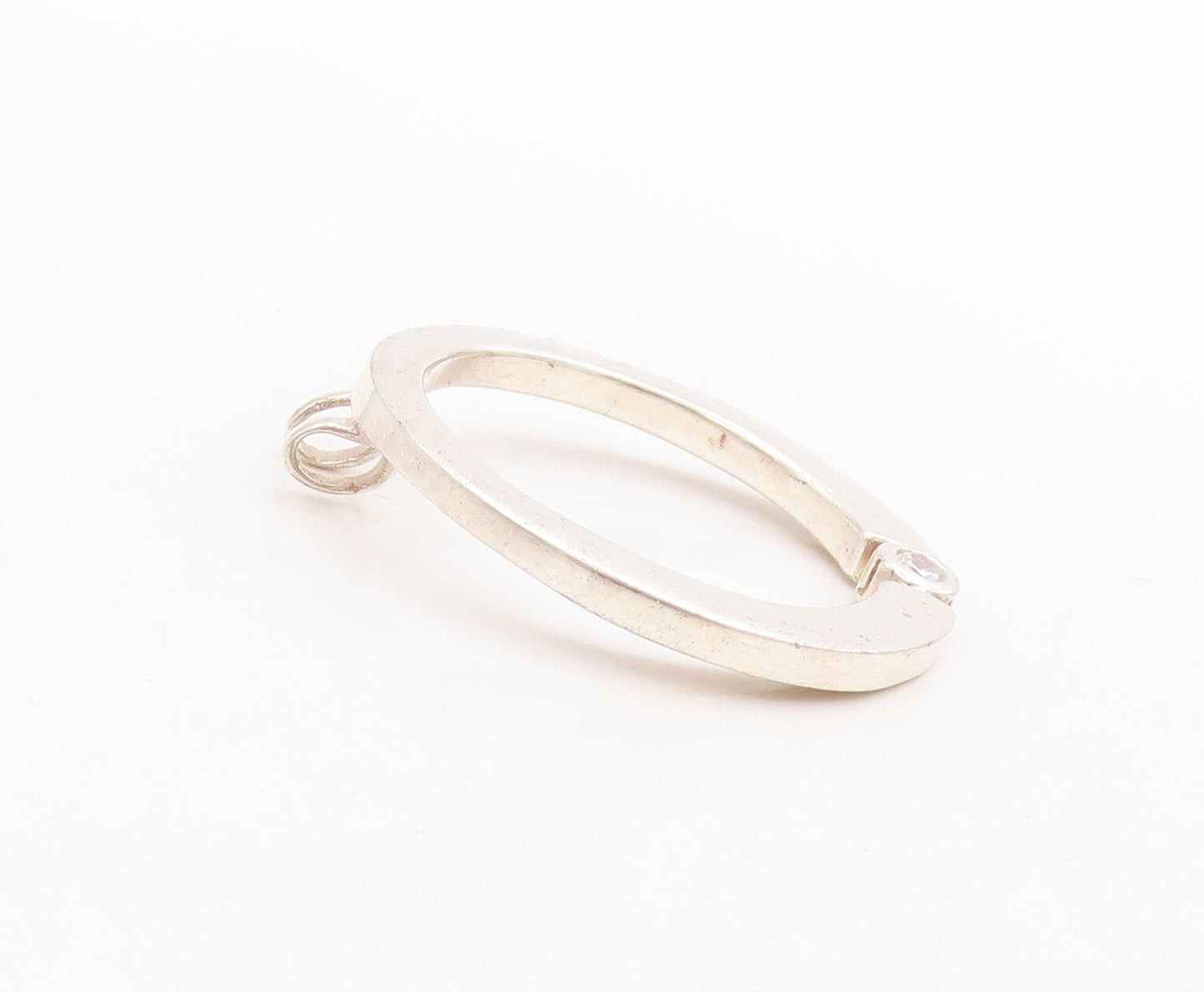 925 Sterling Silver Vintage Pendant Minimalist CZ Inlay Cutout Ring  PT23851