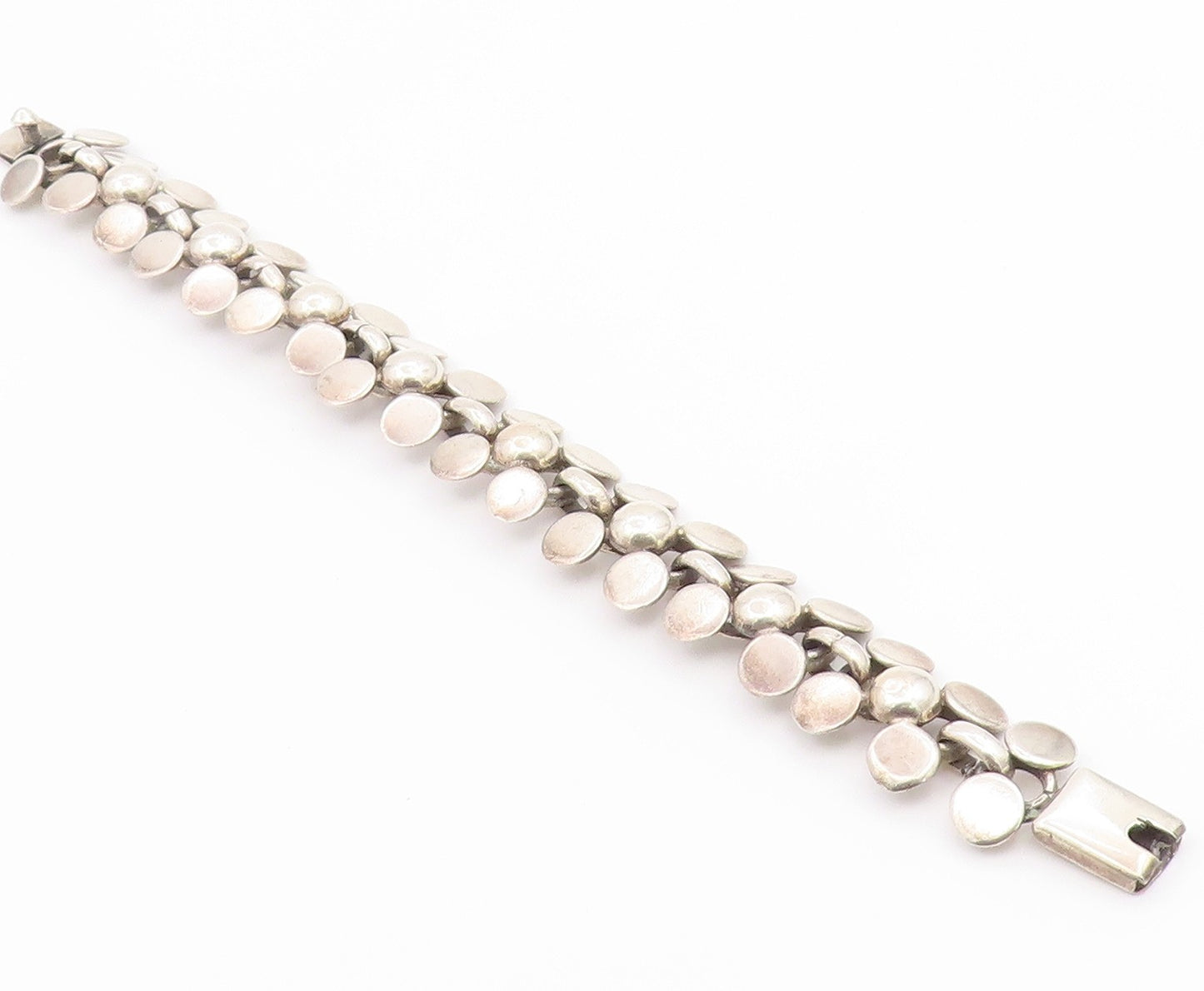 925 Sterling Silver Vintage Bracelet MEXICO Modernist Geometric Link  BT12202