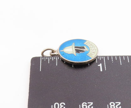 925 Sterling Silver  Vintage Enamel Nassau Man In Helmet Pendant  PT15889