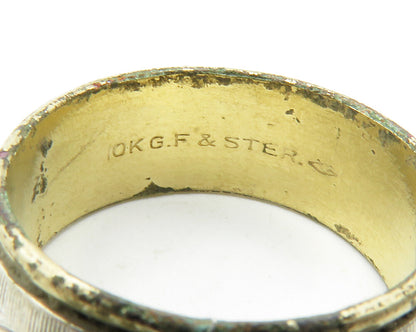 925 Sterling Silver  Vintage Floral Vine Etched 2 Tone Band Ring Sz 7  RG13240