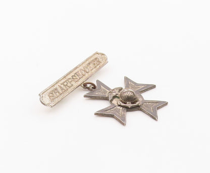 925 Sterling Silver Vintage Brooch Pin USMC Rifle Sharpshooter Badge  BP12548