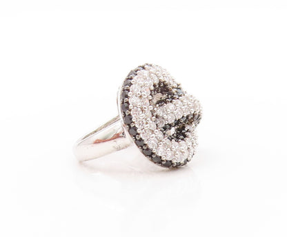925 Sterling Silver Vintage Ring Modernist CZ Spinel Infinity Knot  Sz 7 RG32890