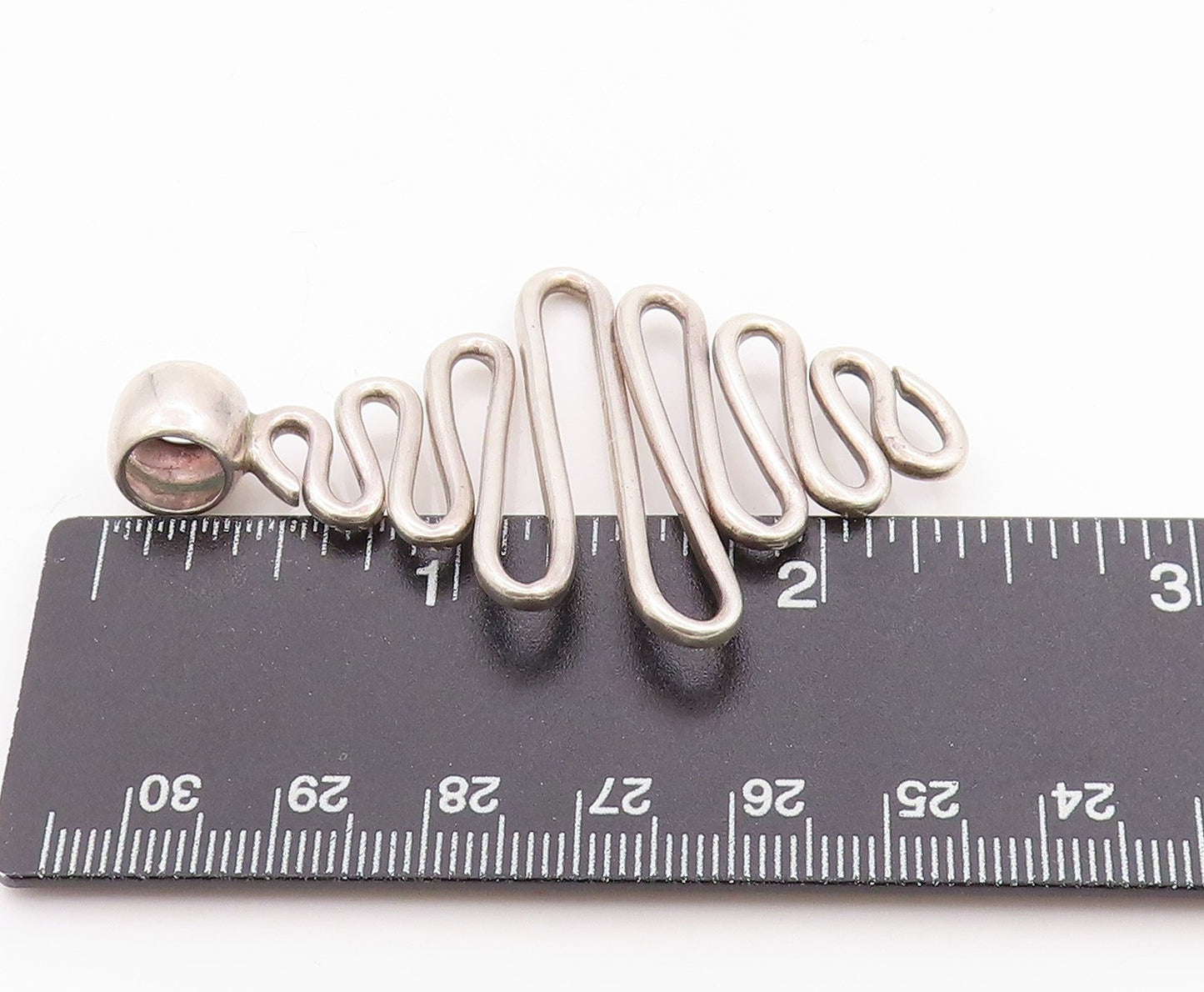 925 Sterling Silver Vintage Pendant MEXICO Modernist Wavy Design Cutout  PT24644