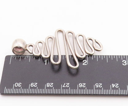 925 Sterling Silver Vintage Pendant MEXICO Modernist Wavy Design Cutout  PT24644