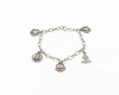 925 Sterling Silver  Vintage Shiny Attendance Award Charm Bracelet  BT7820