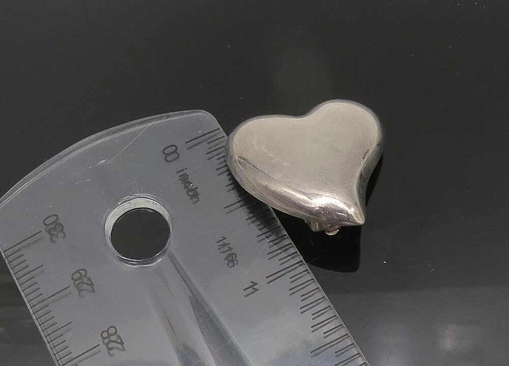 MEXICO 925 Sterling Silver  Vintage Love Heart Non Pierce Earrings  EG10772