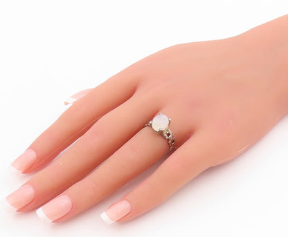 925 Sterling Silver Vintage Ring Cabochon Oval Moonstone  Sz 5.5  RG33176
