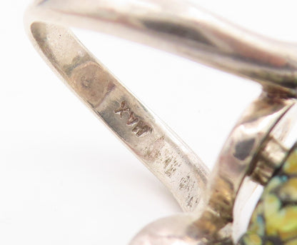 925 Sterling Silver Vintage Ring Classic CZ Glass Bubble Bypass  Sz 7.5  RG34924