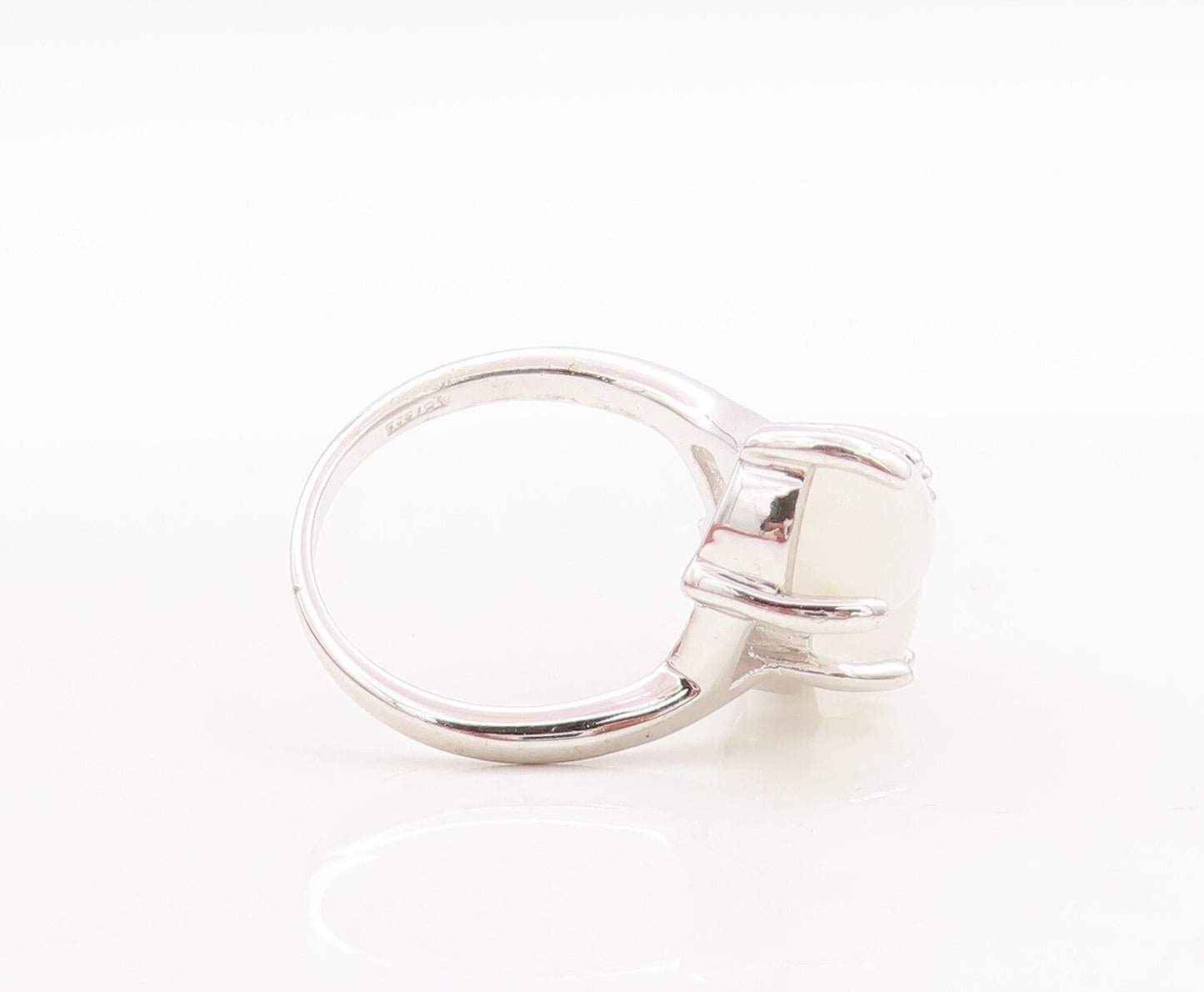 925 Sterling Silver Vintage Ring Designer Brutalist Moonstone  Sz 8  RG29491