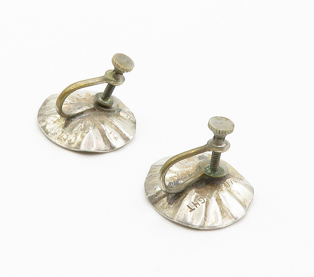 925 Sterling Silver  Vintage Handmade Floral Non Pierce Drop Earrings  EG7491
