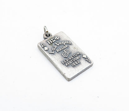 925 Sterling Silver Vintage Petite Las Vegas Playing Card Pendant PT2869