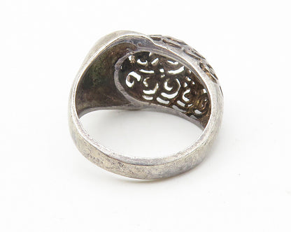 925 Sterling Silver  Vintage Swirl Pattern Dark Tone Band Ring Sz 5  RG10928
