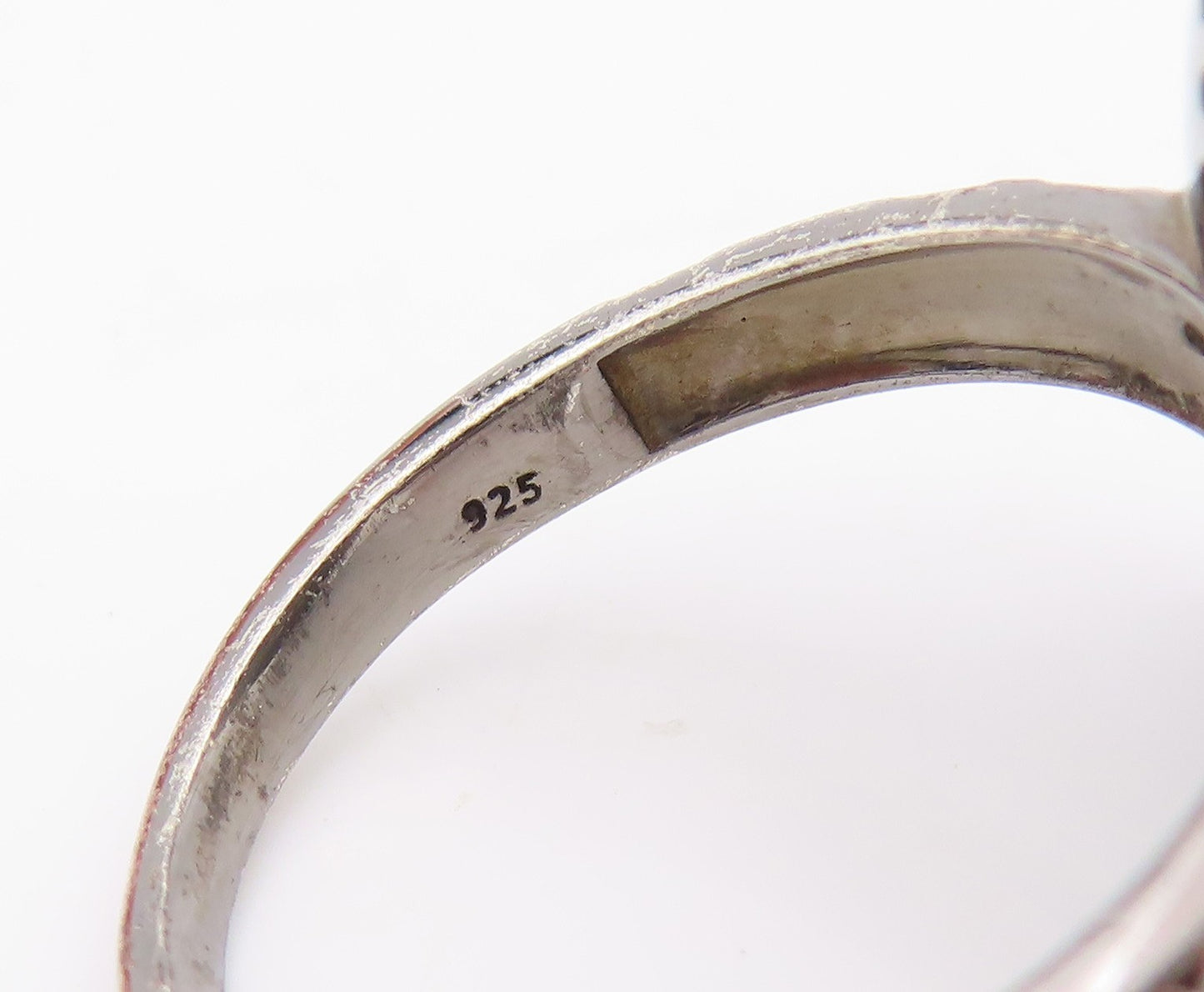 925 Sterling Silver Vintage Ring Real Diamonds Floral Lily Band  Sz 7.5  RG34234