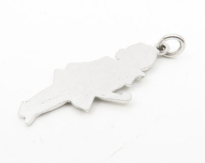 925 Sterling Silver  Shiny Etched Detail Little Girl In Dress Pendant  PT8466