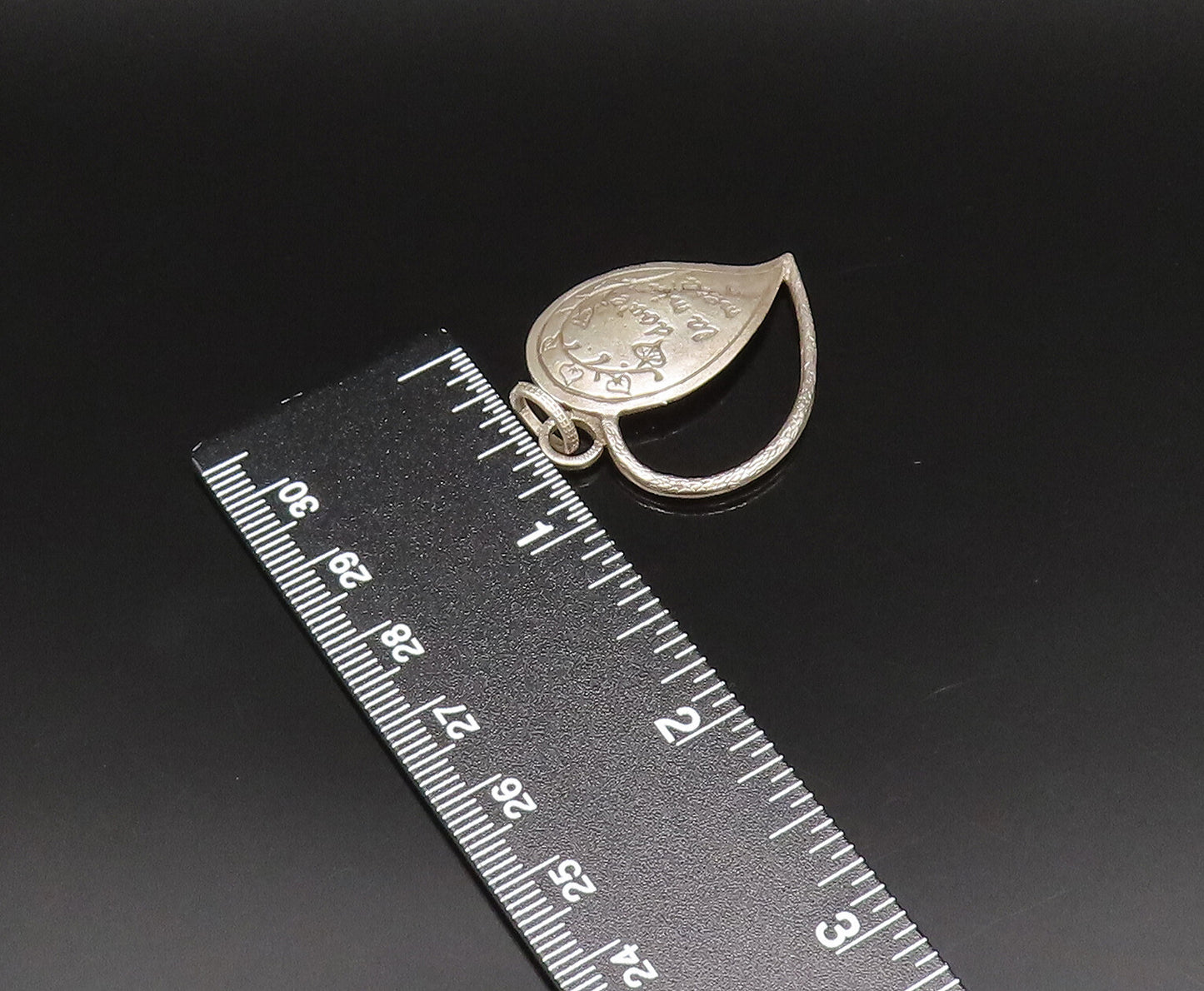 925 Silver  Vintage Engraved Question In Italian Half Heart Pendant  PT21132