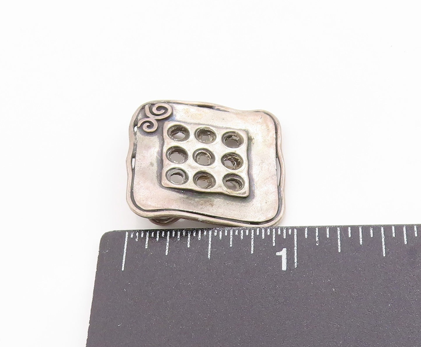 925 Sterling Silver Vintage Pendant Etched Geometric Cut Out Design  PT24822