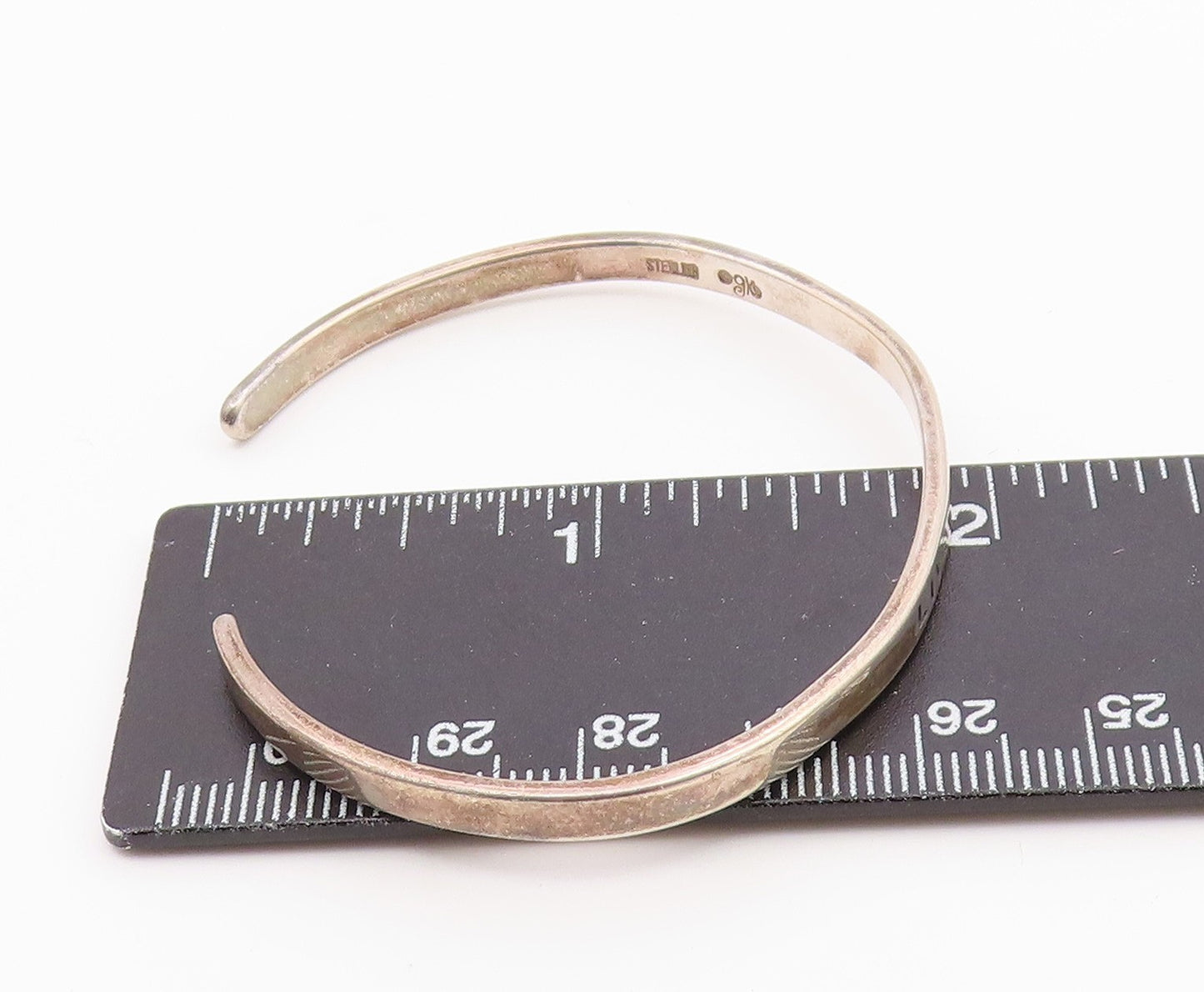 925 Sterling Silver  Vintage Engraved Live Your Dreams Cuff Bracelet  BT9415