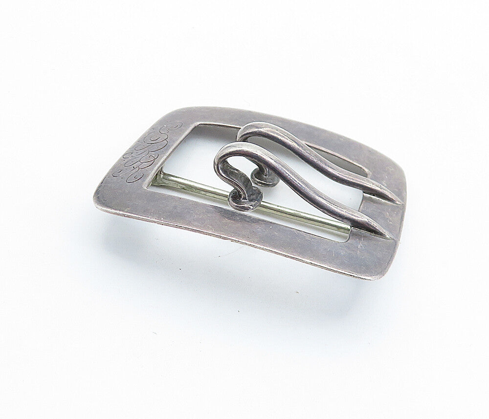 STIEFF 925 Silver  Vintage ERR Etched Initials Belt Buckle Brooch Pin  BP2417