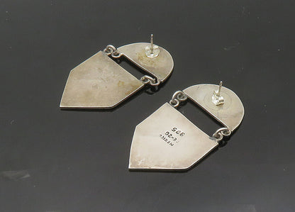 MEXICO 925 Silver  Vintage Shiny Etched Pattern Dangle Earrings  EG10256