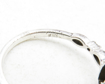 925 Sterling Silver  Genuine Diamonds Square Thin Band Ring Sz 7  RG12485