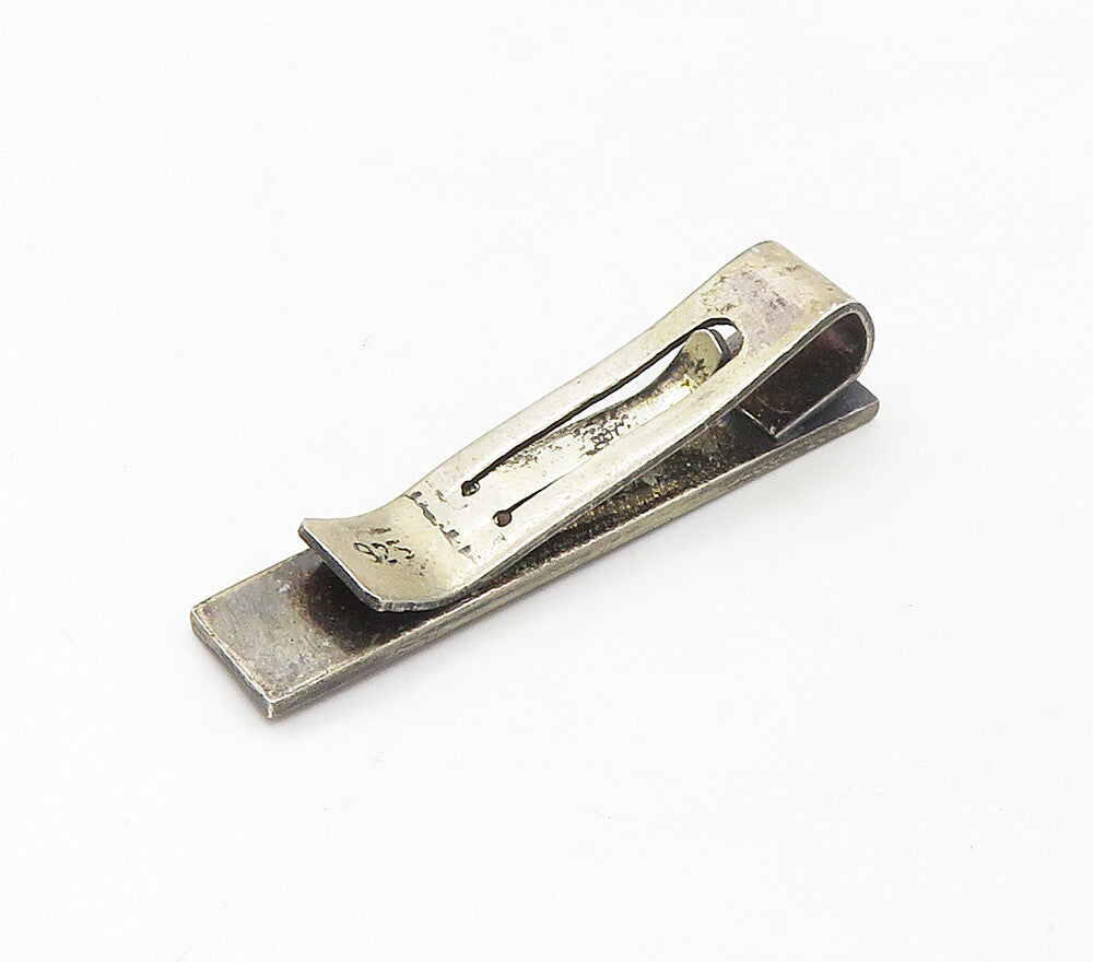 925 Sterling Silver  Vintage Oxidized Traditional Detail Tie Clip  TR2301