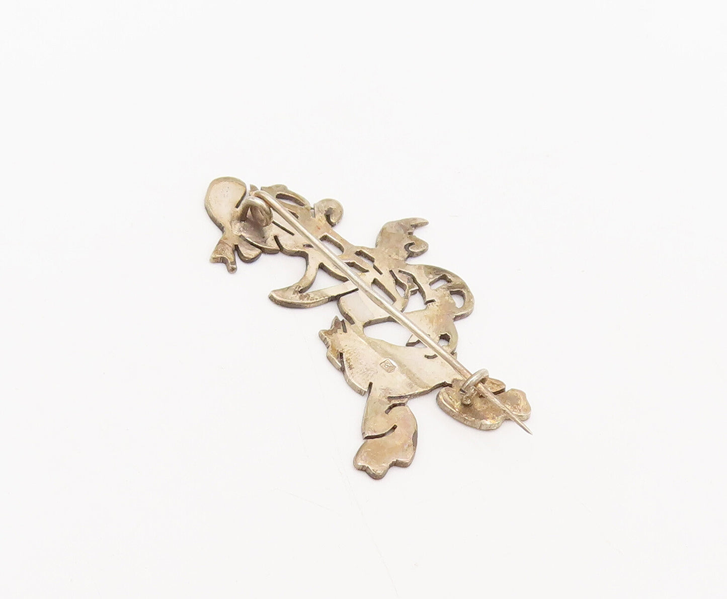 MIDDLE EAST 925 Silver  Vintage Stancil Cut Donald Duck Brooch Pin  BP10490