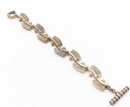 925 Sterling Silver Vintage Bracelet Carved Brush Design Toggle Lock  BT11076