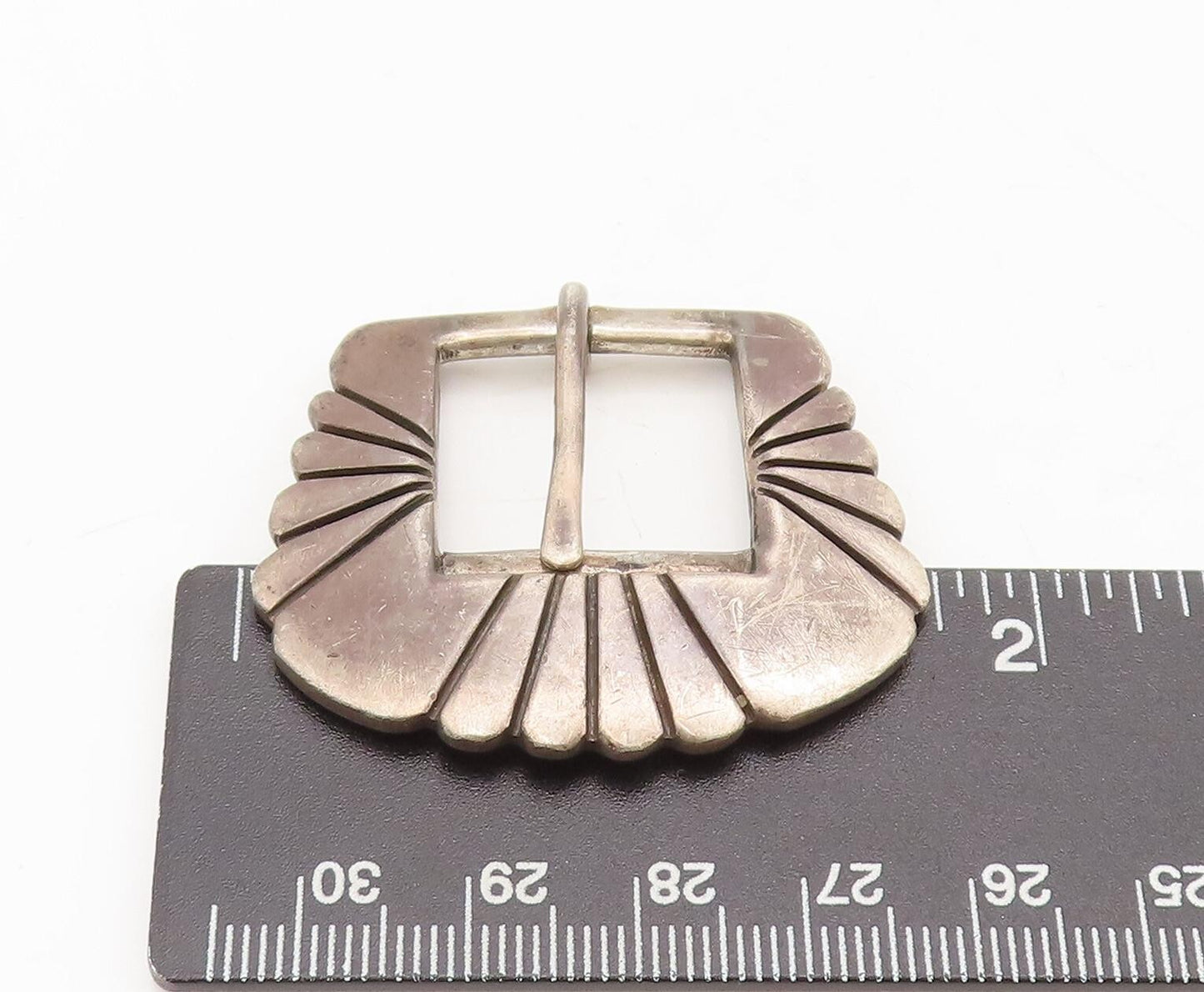 925 Silver Vintage Belt Buckle SOUTHWESTERN Fan Solid Belt Holder And Tip TR3675