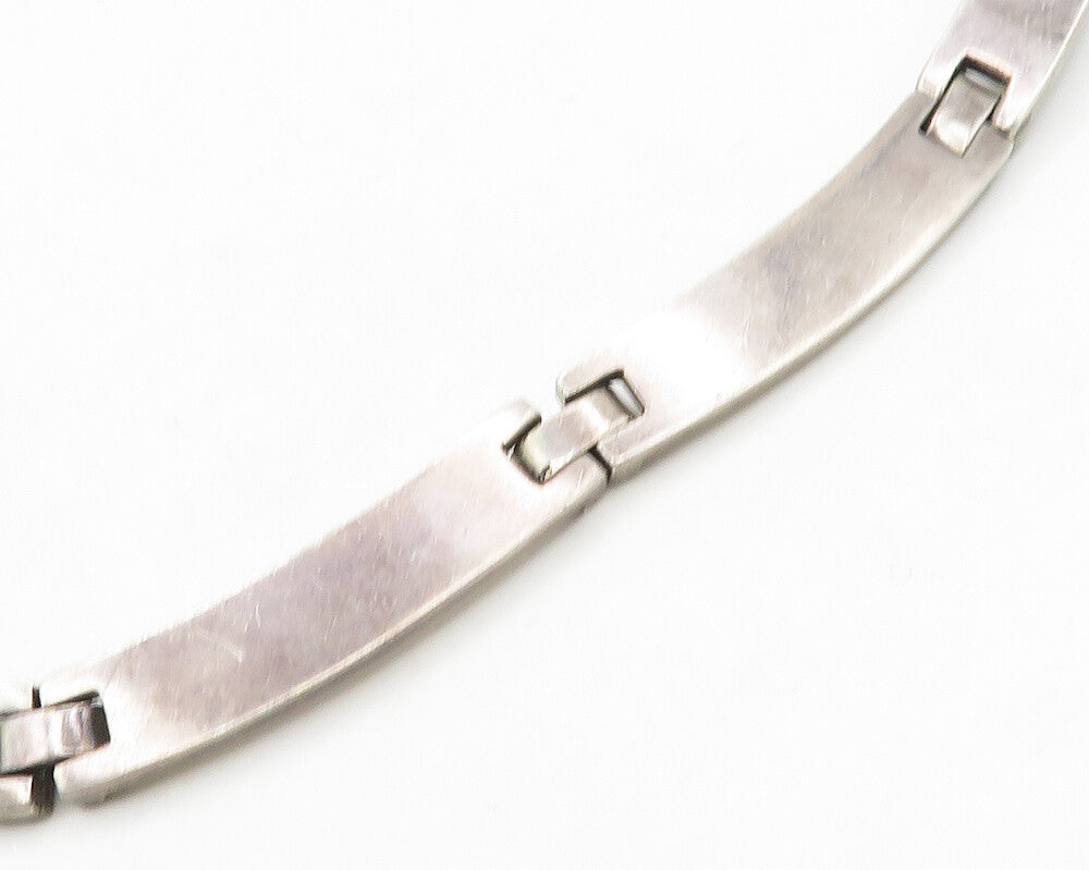 DESIGNER 925 Sterling Silver  Vintage Enamel Pattern Collar Necklace  NE3199
