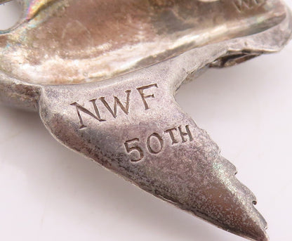925 Sterling Silver Vintage Brooch Pin 50th Wild Life Federation Duck  BP12324
