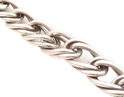 925 Sterling Silver  Vintage Shiny Double Twist Link Chain Bracelet  BT2286