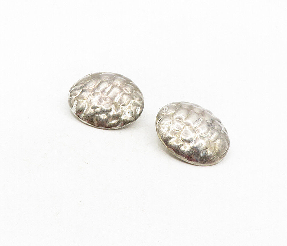 MEXICO 925 Silver  Vintage Dark Tone Non Pierce Button Drop Earrings  EG4678